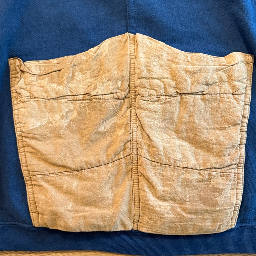 Free City “Life’s Work” Hoodie Navy/Tan Quilted Pullover Size Unisex M - Picture 5 of 7
